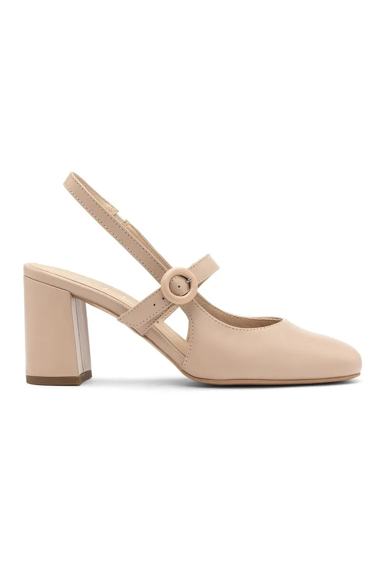 Pantofi slingback de piele, Bej