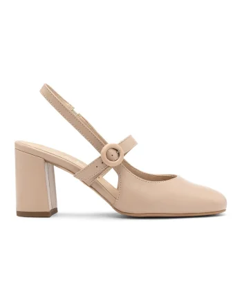 Pantofi slingback de piele, Bej