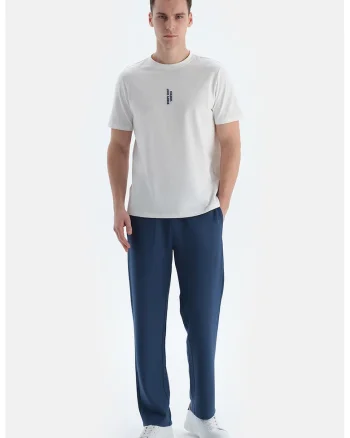 Pantaloni din amestec de modal cu snur de ajustare, Albastru inchis