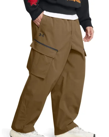 Pantaloni cargo cu model uni, Maro deschis