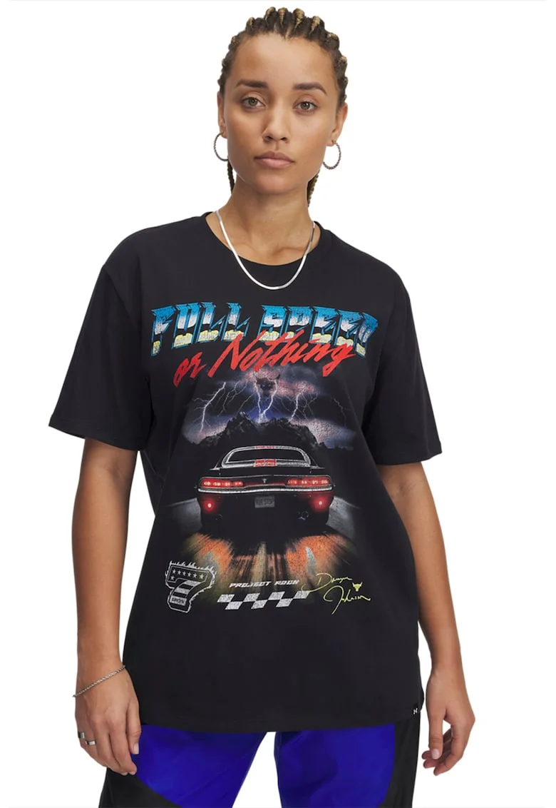 Tricou cu decolteu la baza gatului Project Rock, Rosu/Negru