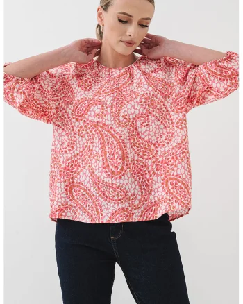 Bluza cu model grafic, Alb/Roz