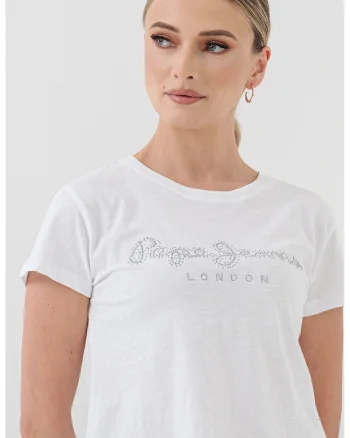 Tricou cu imprimeu logo Ryleigh, Alb/Argintiu