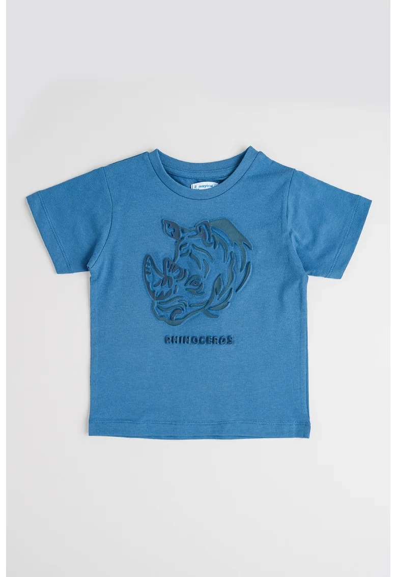 Tricou regulat fit cu decolteu la baza gatului, Albastru inchis
