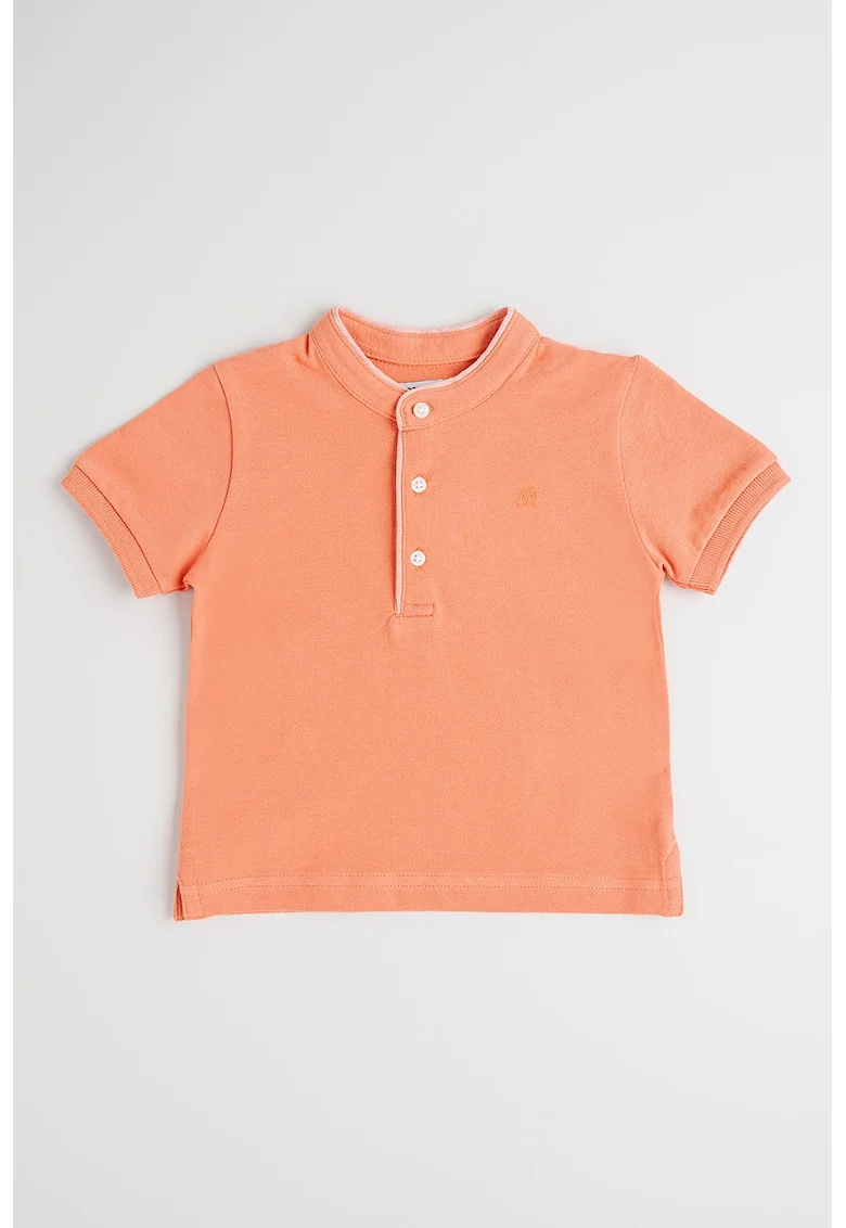 Tricou uni cu fenta cu nasturi, Portocaliu deschis