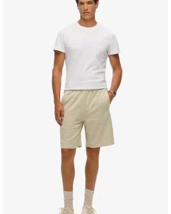 Pantaloni scurti cu logo brodat Essential, Bej deschis