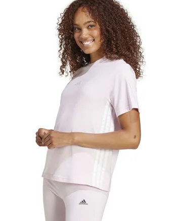 Tricou din bumbac cu decolteu la baza gatului, Roz pastel