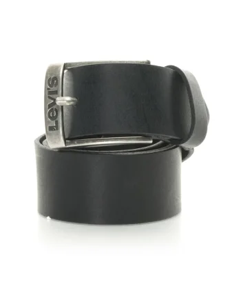 Curea unisex de piele, Negru/Argintiu antichizat