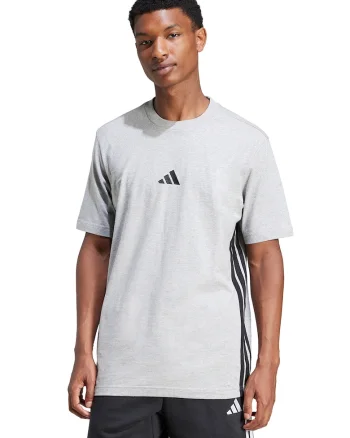 Tricou din bumbac cu decolteu la baza gatului si logo, Negru/Gri deschis melange