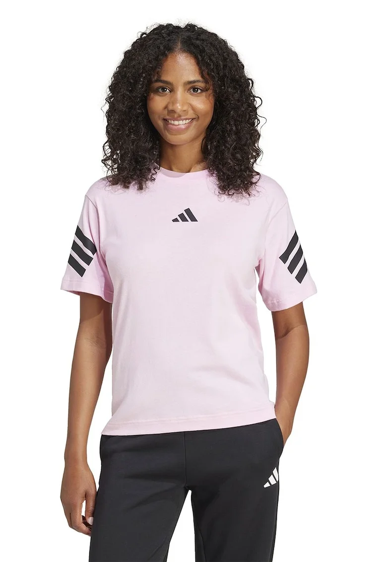 Tricou cu decolteu la baza gatului Future Icons 3-Stripes, Roz pastel