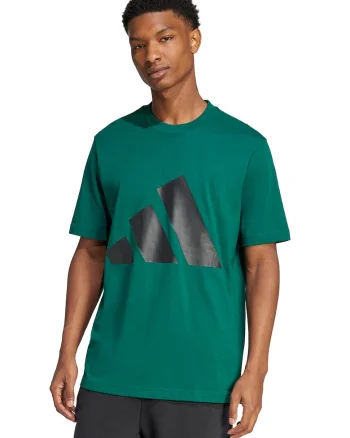 Tricou cu decolteu la baza gatului si imprimeu logo, Negru/Verde englez
