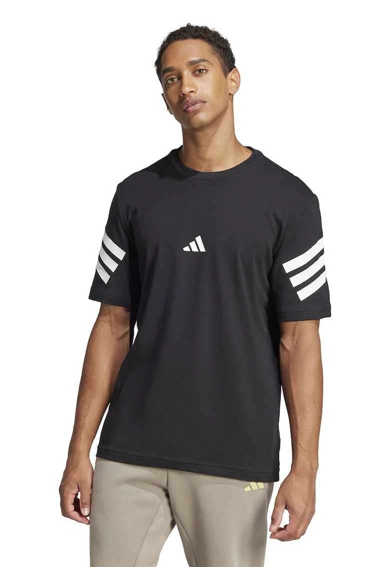Tricou din bumbac cu 3 dungi Future Icons, Negru