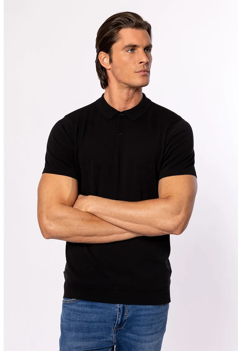 Tricou polo de bumbac, Negru