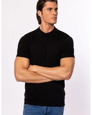Tricou polo de bumbac, Negru