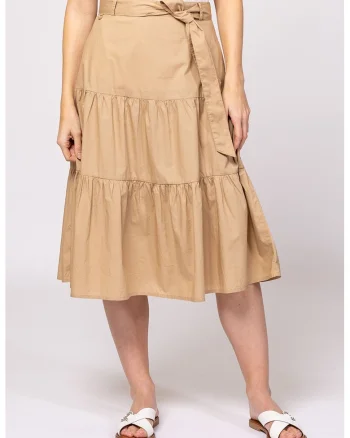 Fusta midi cu model uni Nikla, Maro nisip
