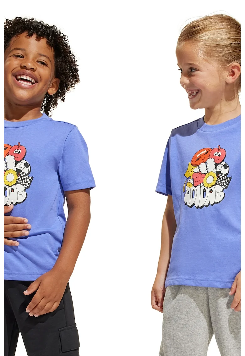 Tricou din bumbac cu imprimeu, Rosu/Alb/Albastru pastel