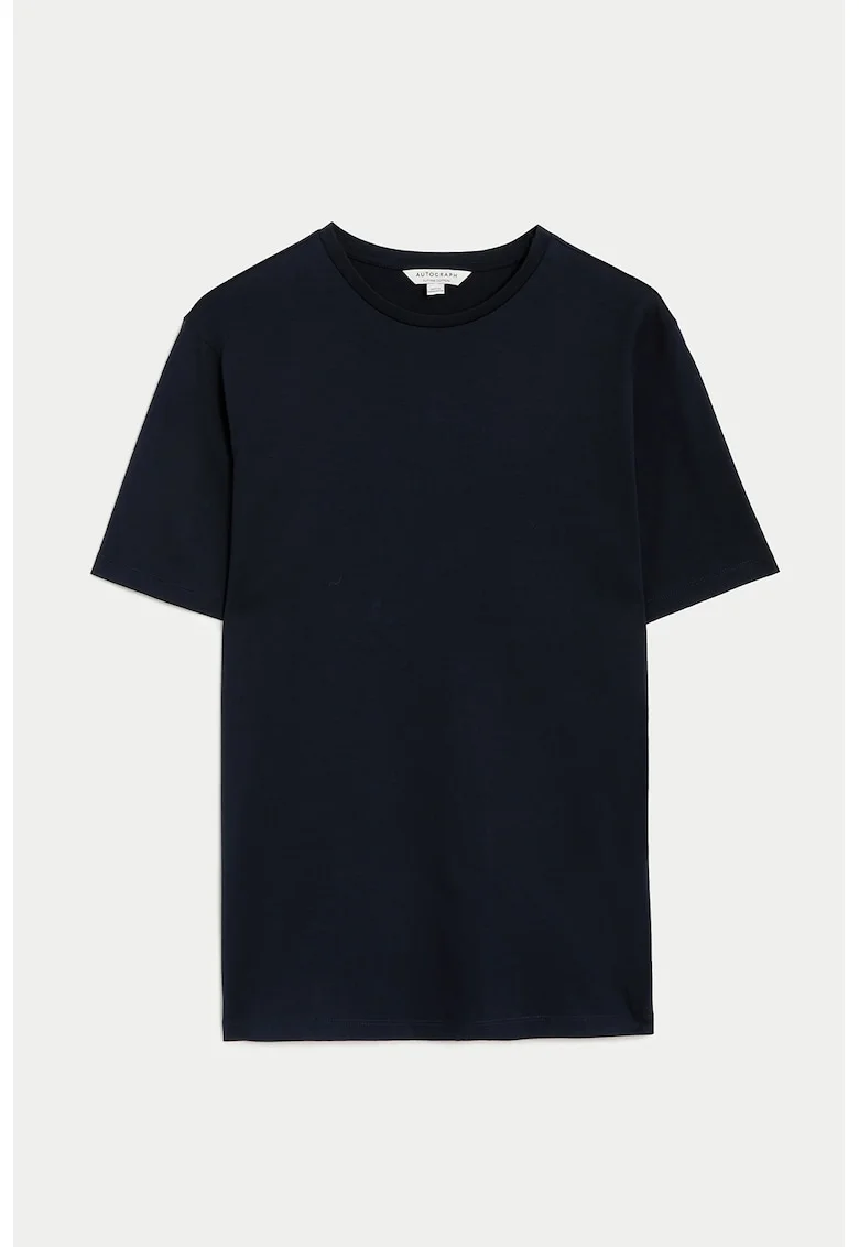 Tricou uni cu decolteu la baza gatului, Bleumarin