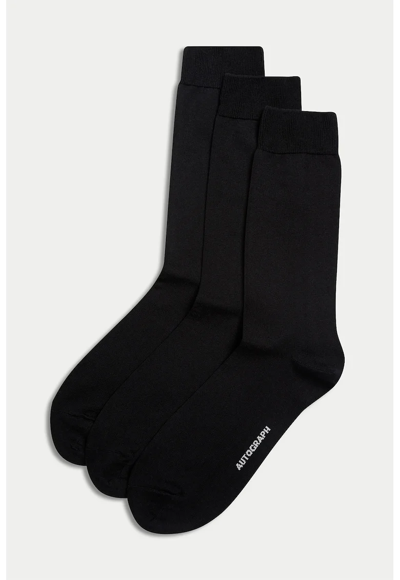 Set de sosete lungi din amestec de bumbac - 3 perechi, Negru