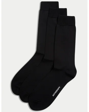 Set de sosete lungi din amestec de bumbac - 3 perechi, Negru