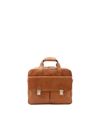 Geanta messanger unisex de piele, Caramel