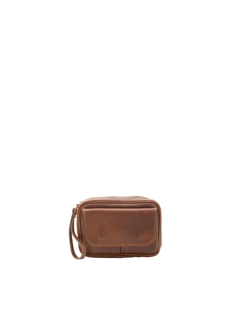 Etui unisex de piele cu bareta pentru incheietura, Maro