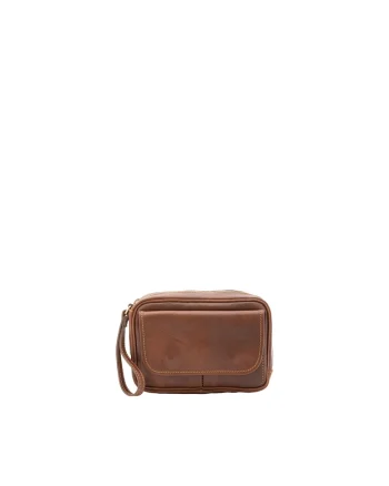 Etui unisex de piele cu bareta pentru incheietura, Maro