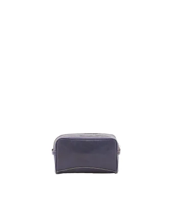 Etui unisex cu doua compartimente, de piele, Albastru