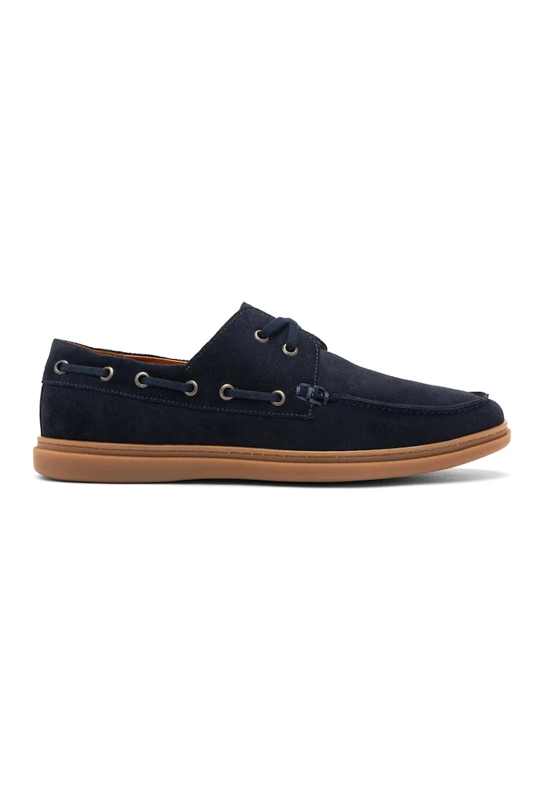 Pantofi boat de piele intoarsa, Bleumarin