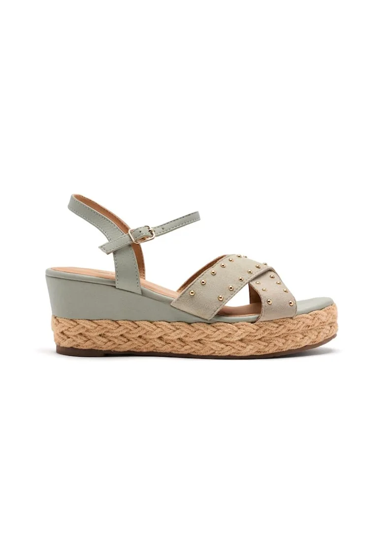 Sandale din piele cu talpa wedge Gilsum, Gri