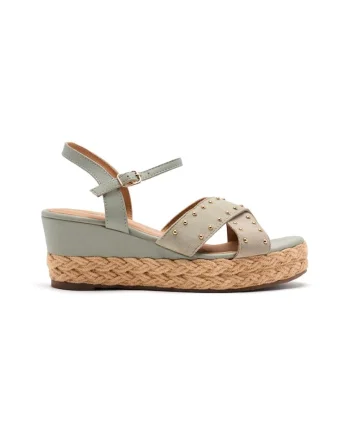 Sandale din piele cu talpa wedge Gilsum, Gri