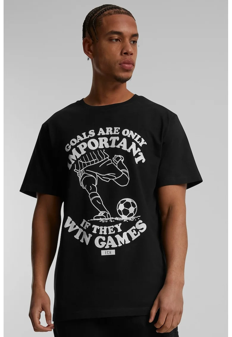 Tricou din bumbac cu imprimeu grafic, Alb/Negru