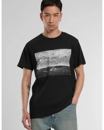 Tricou lejer cu imprimeu foto, Negru/Gri deschis
