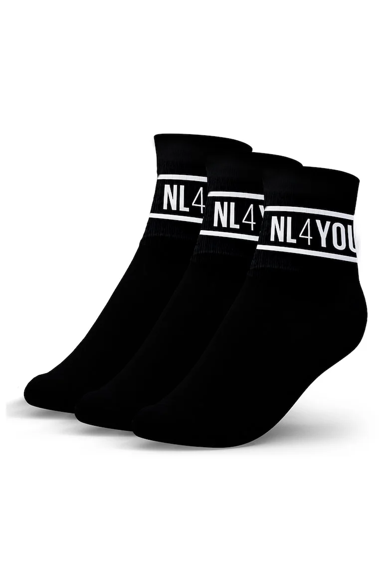 Set de sosete scurte unisex cu logo - 3 perechi, Negru