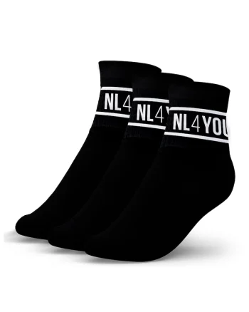 Set de sosete scurte unisex cu logo - 3 perechi, Negru
