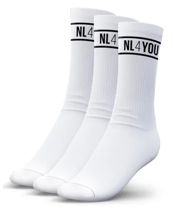 Set de sosete lungi unisex cu banda logo - 3 perechi, Alb