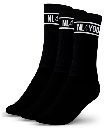 Set de sosete lungi unisex cu banda logo - 3 perechi, Negru