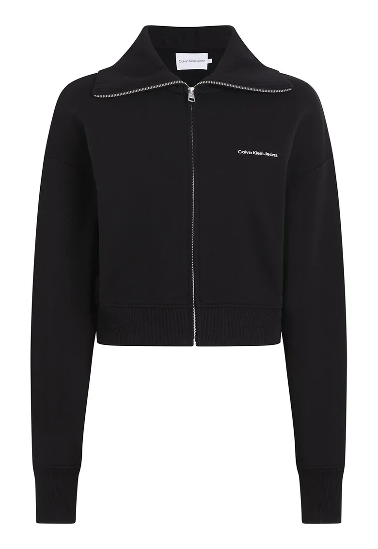 Bluza de trening din bumbac organic cu fermoar, Negru