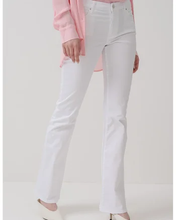 Blugi slim fit cu talie medie, Alb optic