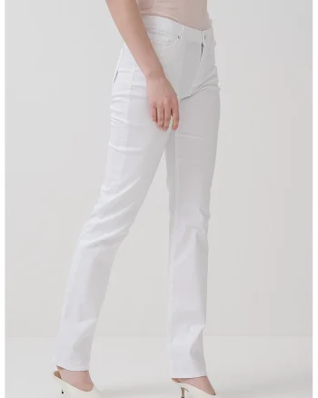 Blugi slim fit cu talie medie, Alb optic