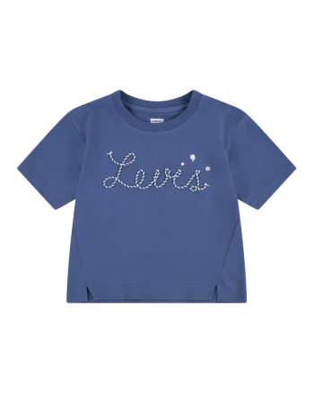 Tricou cu imprimeu logo, Albastru inchis/Alb murdar