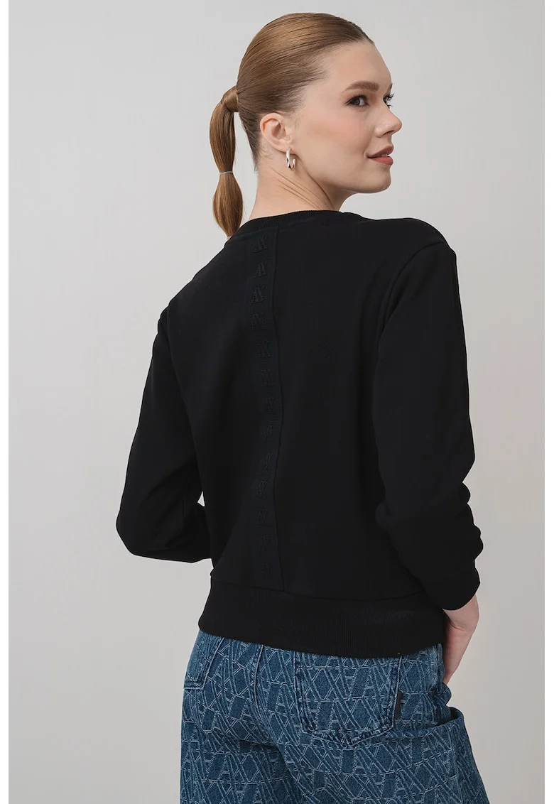 Bluza de trening cu decolteu la baza gatului si maneci cazute, Negru