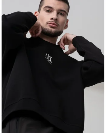 Bluza de trening cu logo brodat, Negru