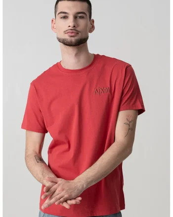 Tricou cu decolteu la baza gatului si logo, Rosu stins