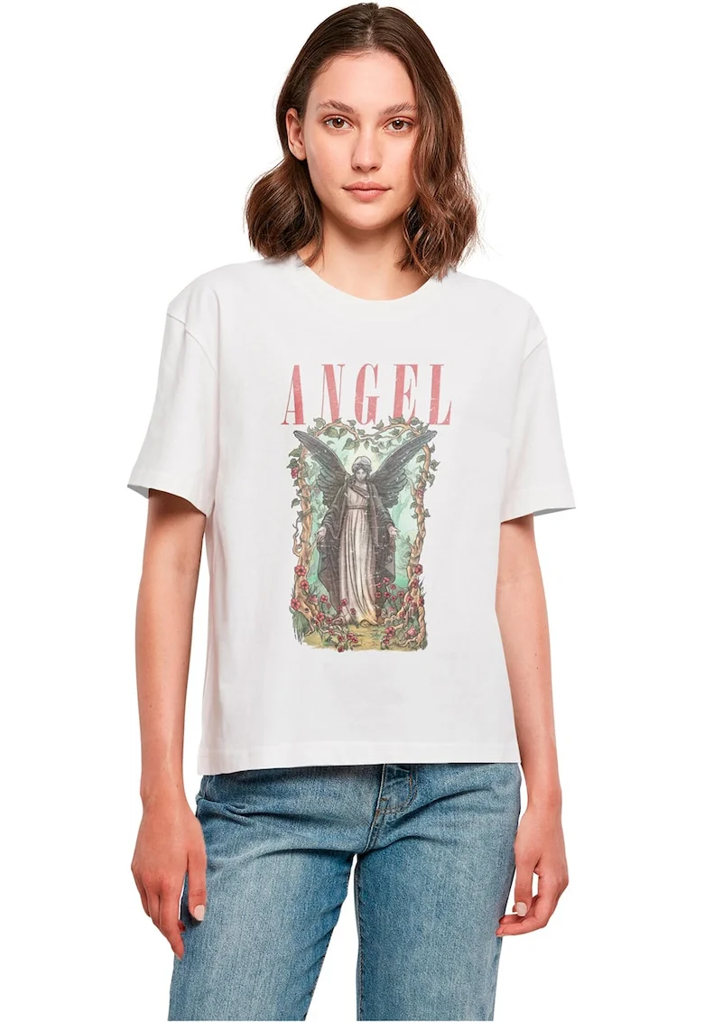 Tricou unisex cu imprimeu grafic, Alb optic