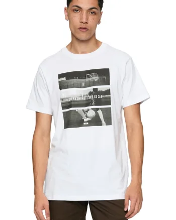 Tricou din bumbac cu imprimeu, Alb optic/Gri inchis