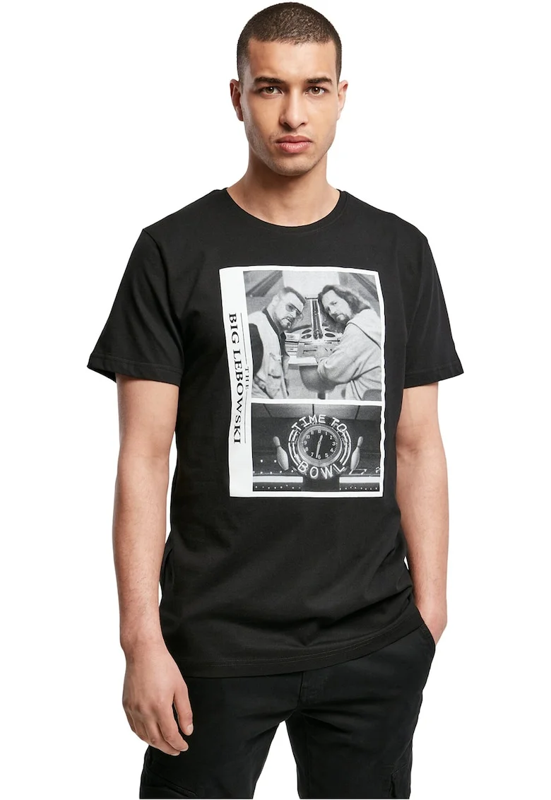 Tricou cu imprimeu Big Lebowski, Negru/Alb murdar