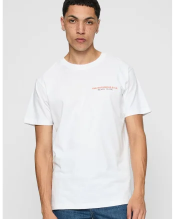 Tricou unisex din bumbac cu imprimeu, Alb optic/Rosu vermillion