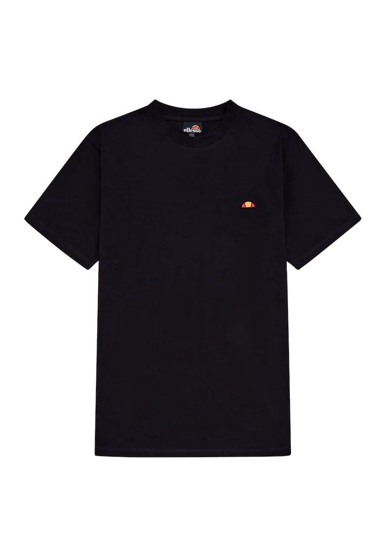 Tricou din bumbac cu decolteu la baza gatului, Negru
