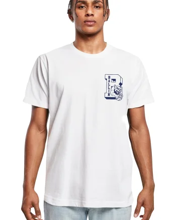 Tricou cu imprimeu pe partea din spate, Alb optic/Bleumarin