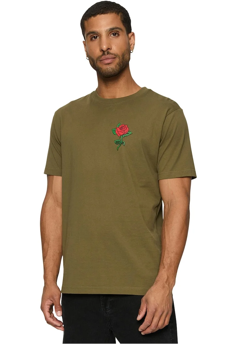 Tricou de bumbac cu imprimeu pe piept, Rosu/Verde masliniu/Verde aquamarin